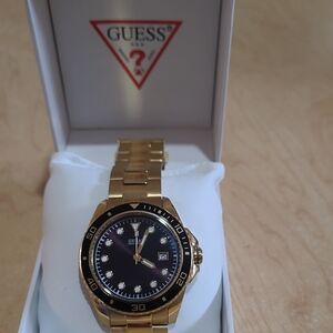 Guess Gold Watch with Black Dial
